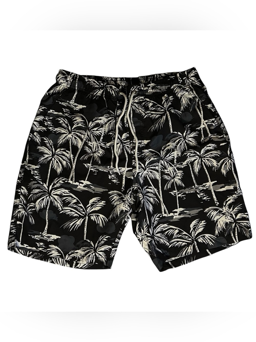 Tex2Fit Palm Tree Swim Trunks Tropical Resort Black Men’s Large